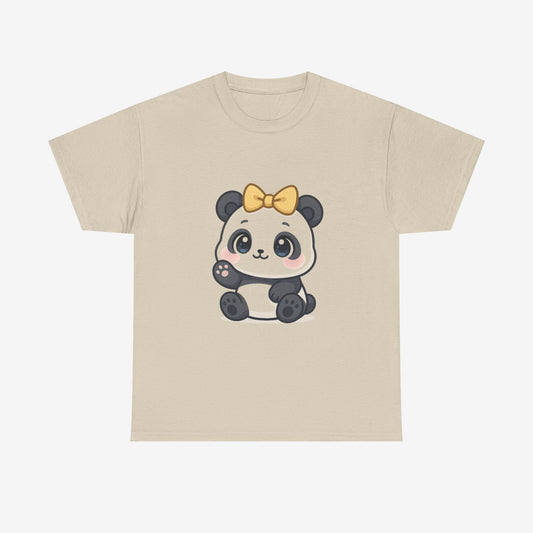 Schattig Panda T-Shirt met Gouden Strik