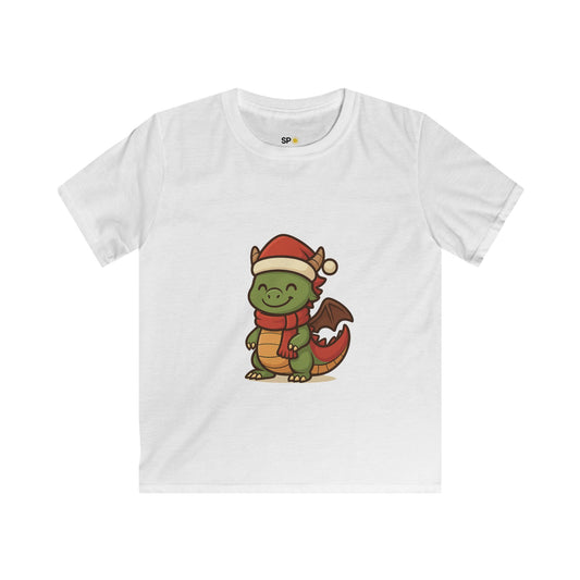 Schattig Kerstshirt met Draakje in Kerstmuts & Sjaal