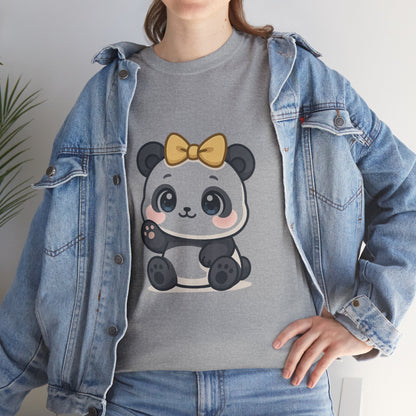 Schattig Panda T-Shirt met Gouden Strik
