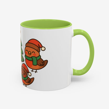 Kerst Dieren Mok — Schattige Pinguïn, Vos & Roodborstje met Kerstboom