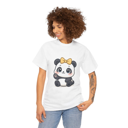 Schattig Panda T-Shirt met Gouden Strik