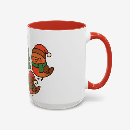 Kerst Dieren Mok — Schattige Pinguïn, Vos & Roodborstje met Kerstboom