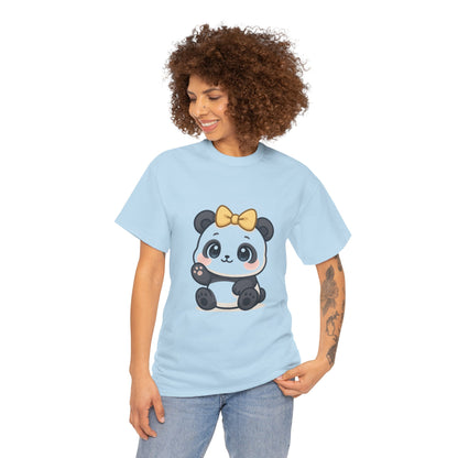 Schattig Panda T-Shirt met Gouden Strik