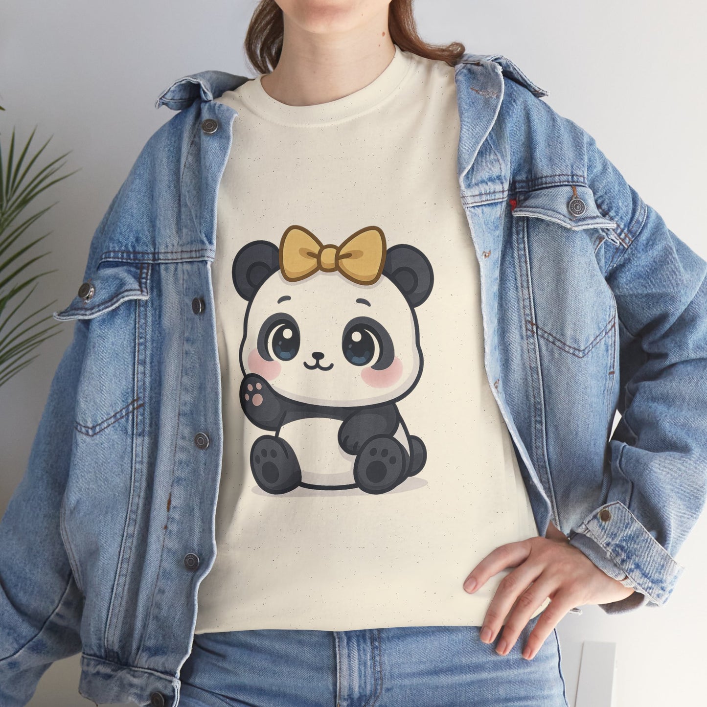Schattig Panda T-Shirt met Gouden Strik