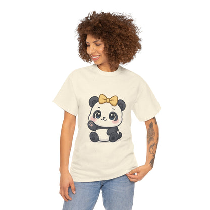 Schattig Panda T-Shirt met Gouden Strik