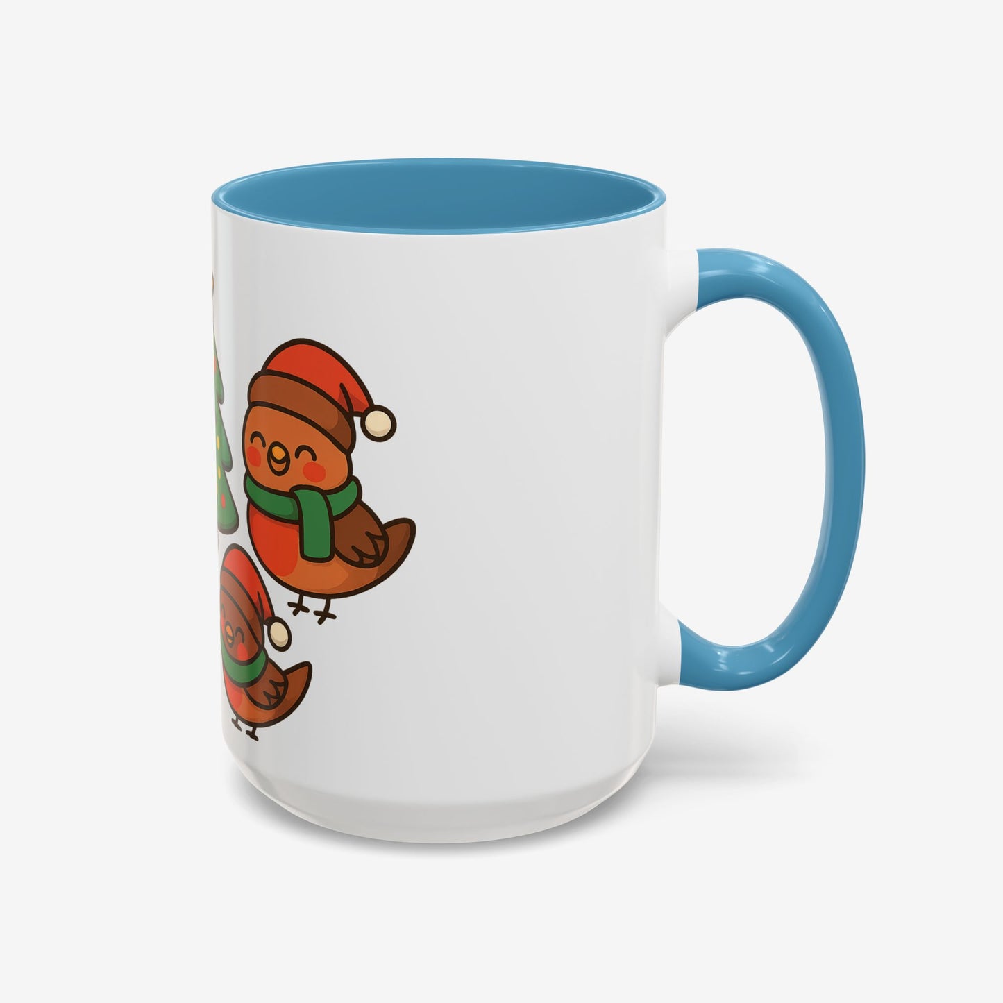 Kerst Dieren Mok — Schattige Pinguïn, Vos & Roodborstje met Kerstboom