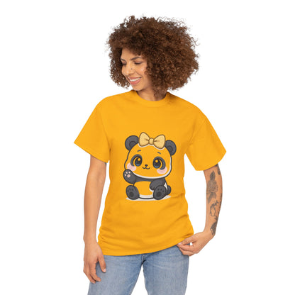 Schattig Panda T-Shirt met Gouden Strik