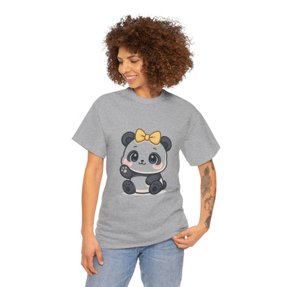 Schattig Panda T-Shirt met Gouden Strik