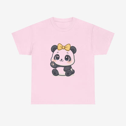 Schattig Panda T-Shirt met Gouden Strik