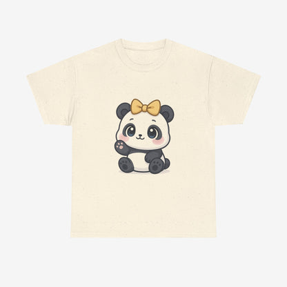 Schattig Panda T-Shirt met Gouden Strik