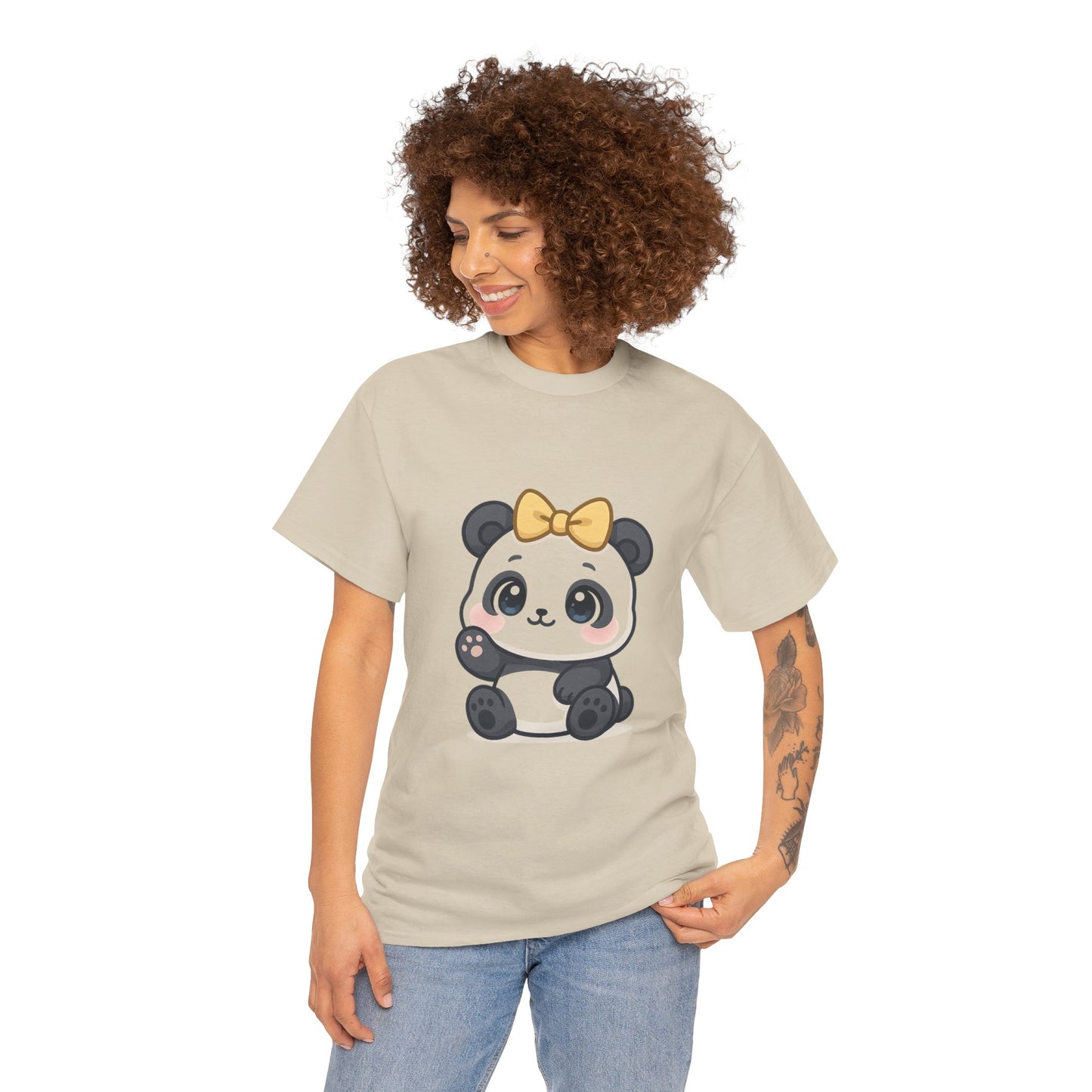 Schattig Panda T-Shirt met Gouden Strik