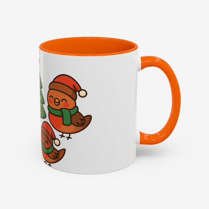 Kerst Dieren Mok — Schattige Pinguïn, Vos & Roodborstje met Kerstboom