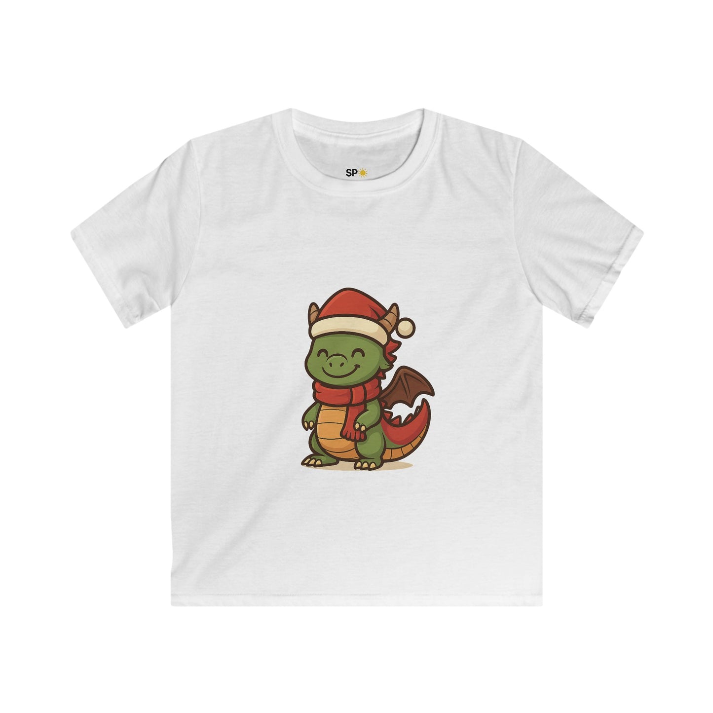 Schattig Kerstshirt met Draakje in Kerstmuts & Sjaal