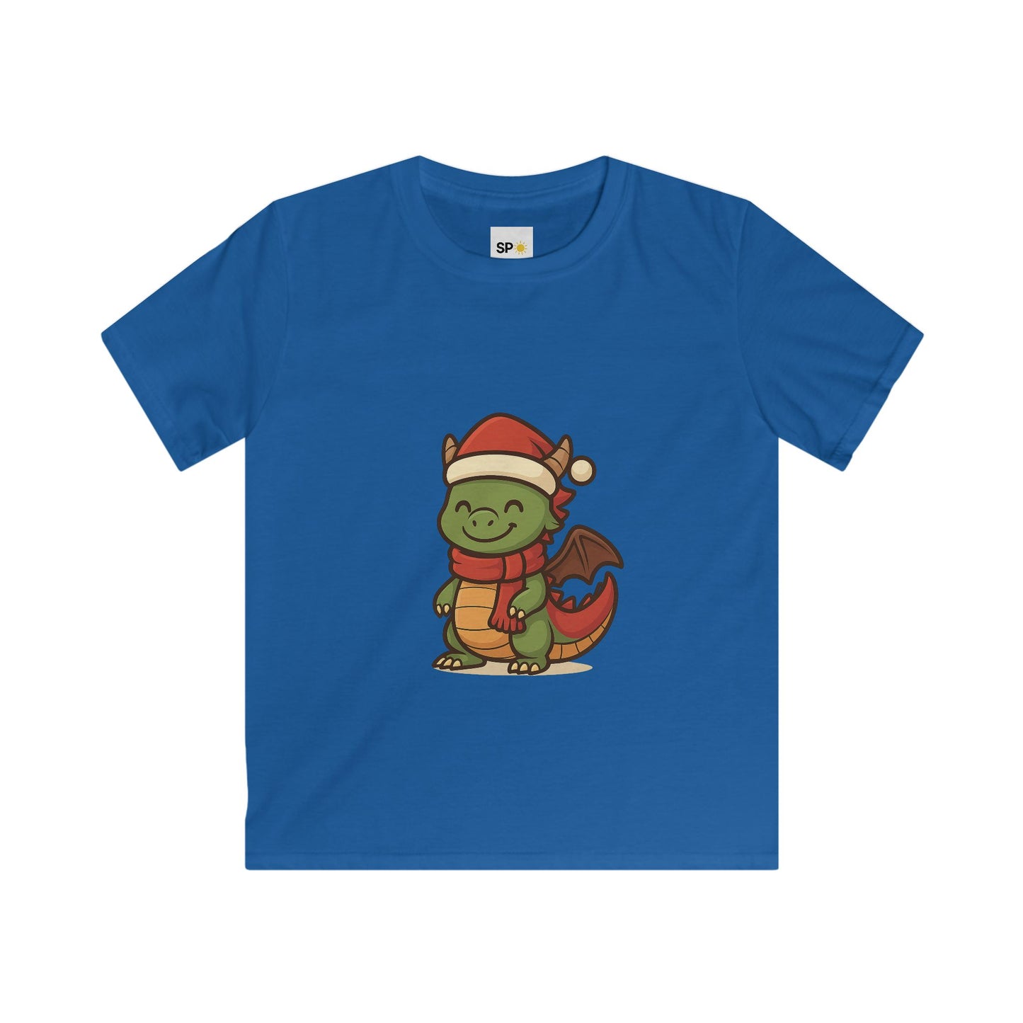 Schattig Kerstshirt met Draakje in Kerstmuts & Sjaal