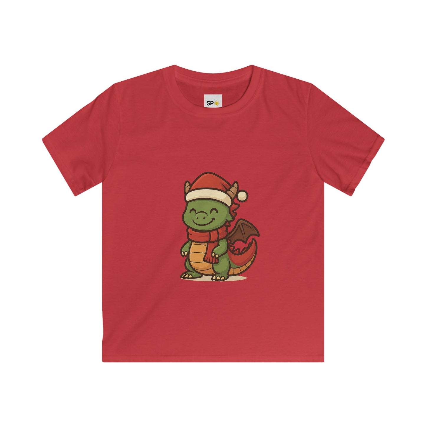 Schattig Kerstshirt met Draakje in Kerstmuts & Sjaal