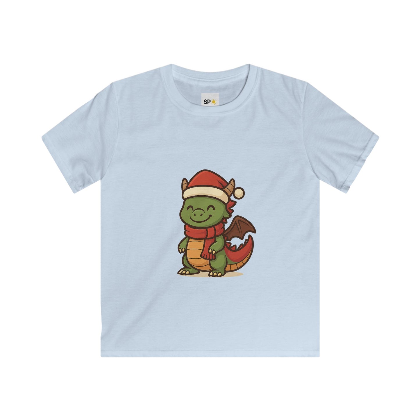 Schattig Kerstshirt met Draakje in Kerstmuts & Sjaal