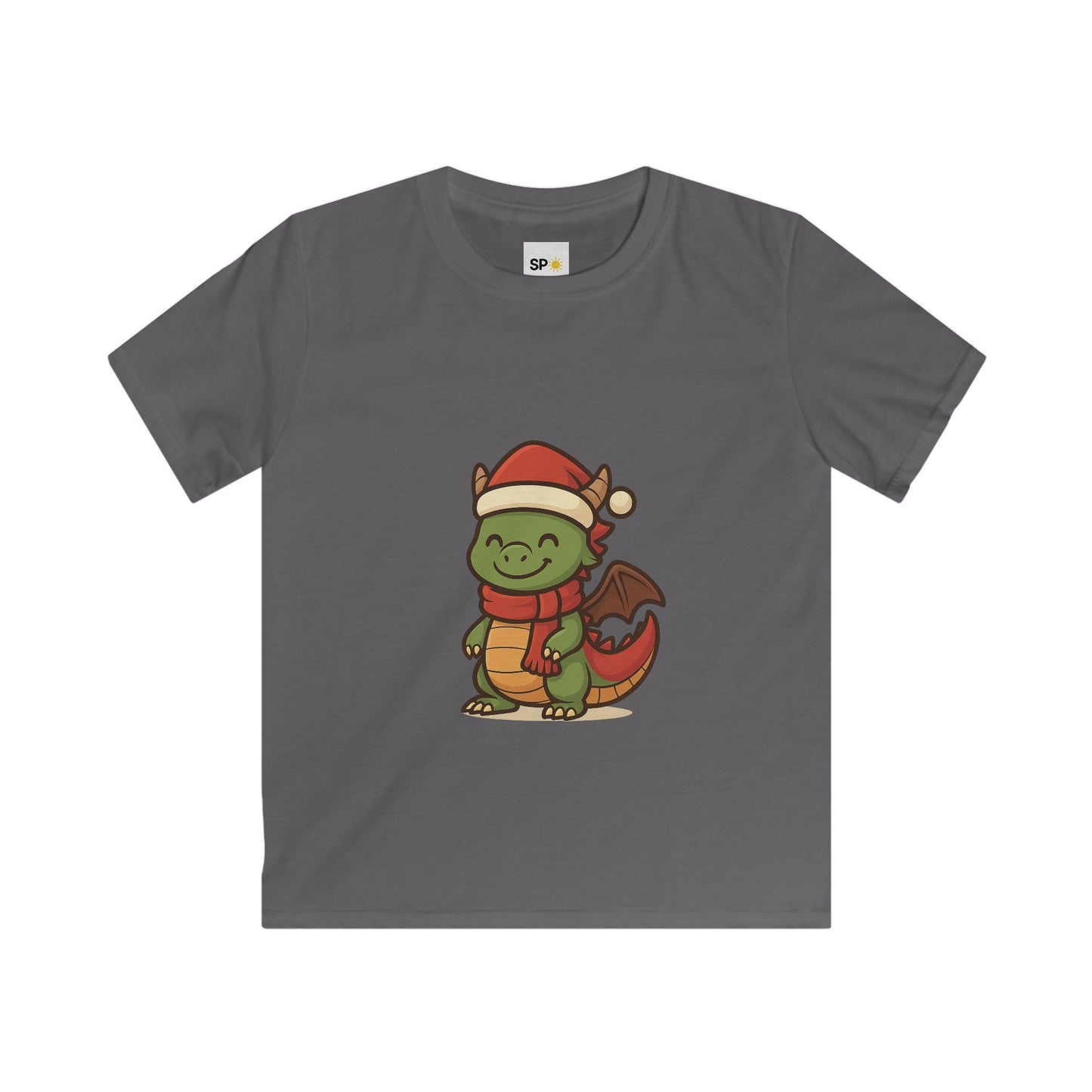 Schattig Kerstshirt met Draakje in Kerstmuts & Sjaal