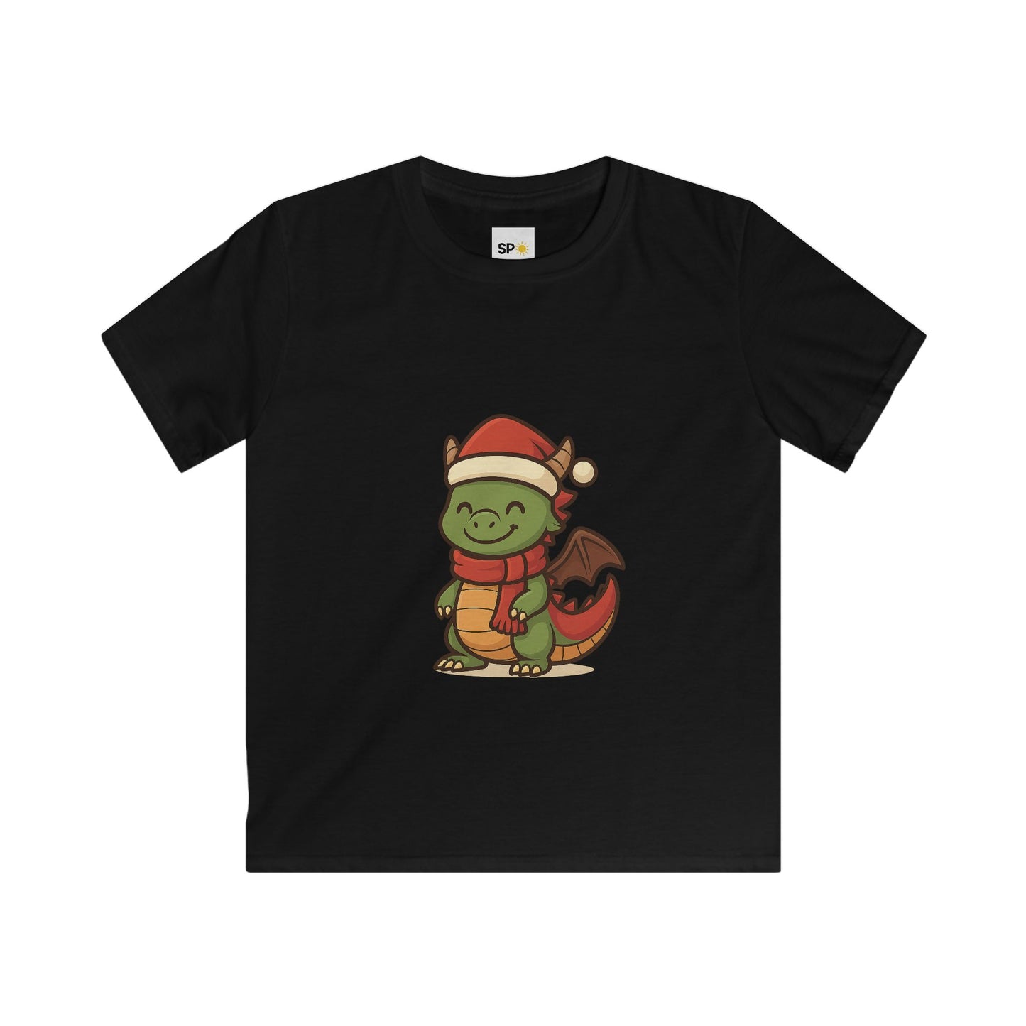 Schattig Kerstshirt met Draakje in Kerstmuts & Sjaal