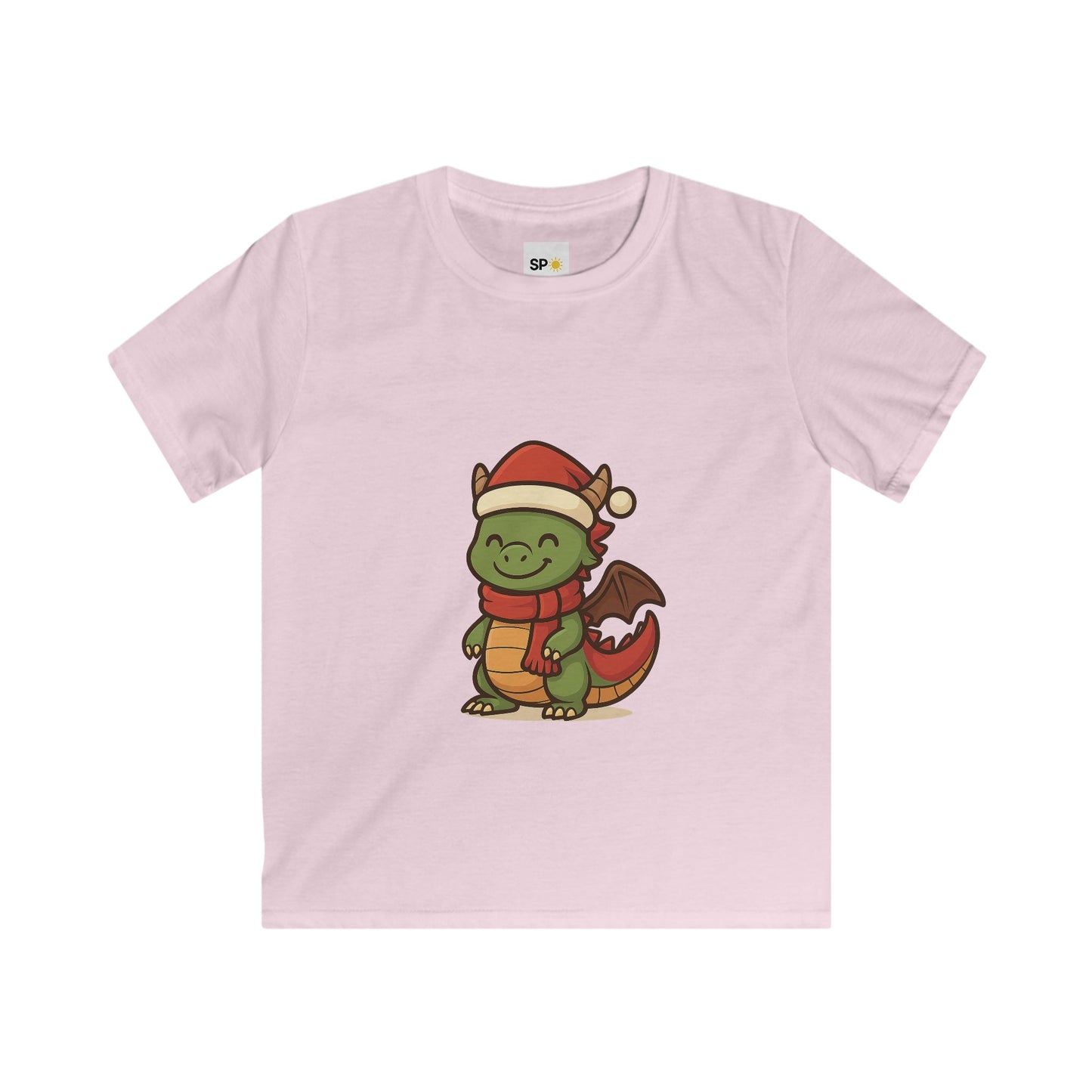Schattig Kerstshirt met Draakje in Kerstmuts & Sjaal
