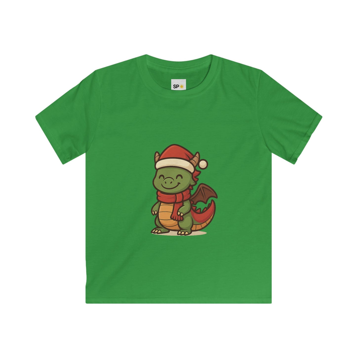 Schattig Kerstshirt met Draakje in Kerstmuts & Sjaal