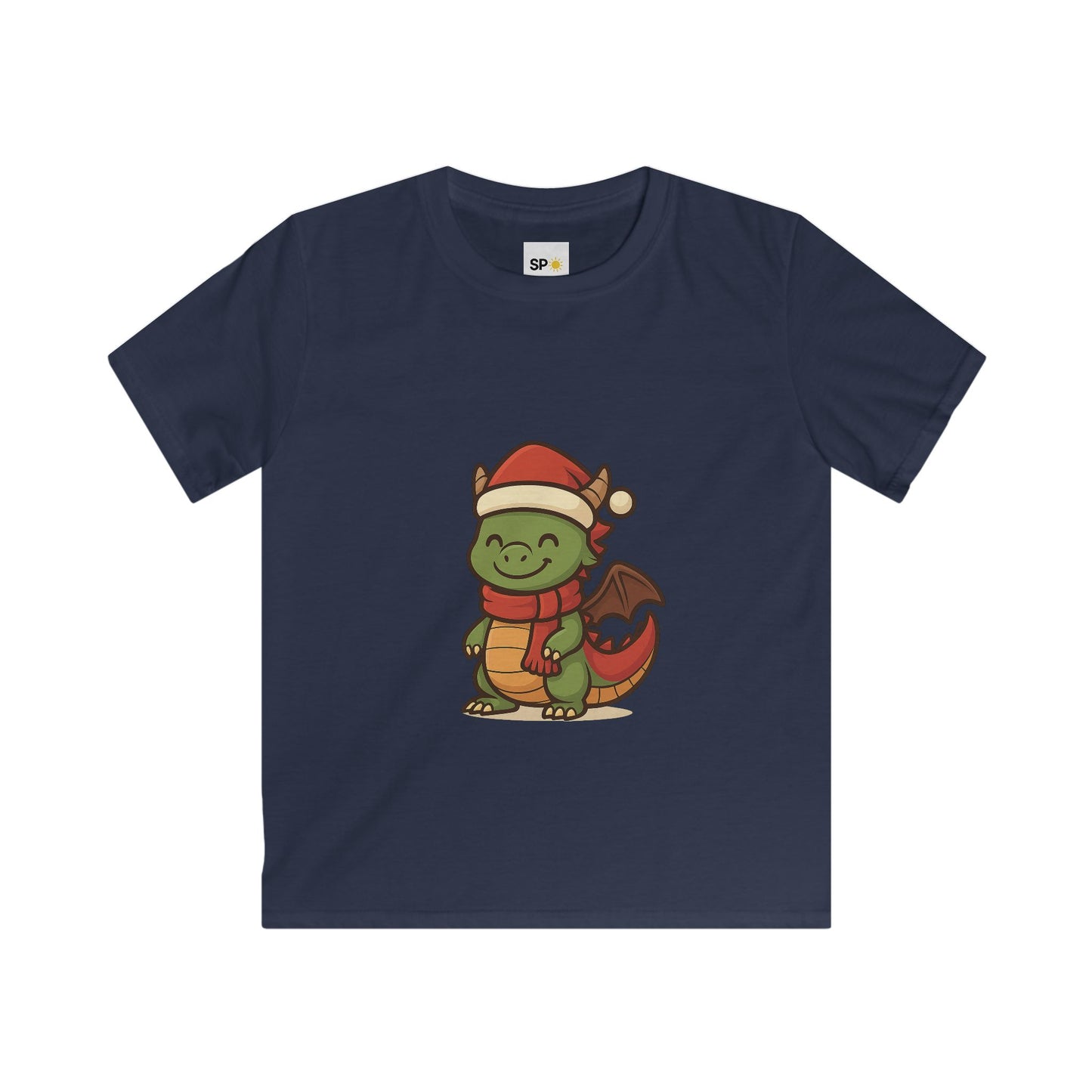 Schattig Kerstshirt met Draakje in Kerstmuts & Sjaal