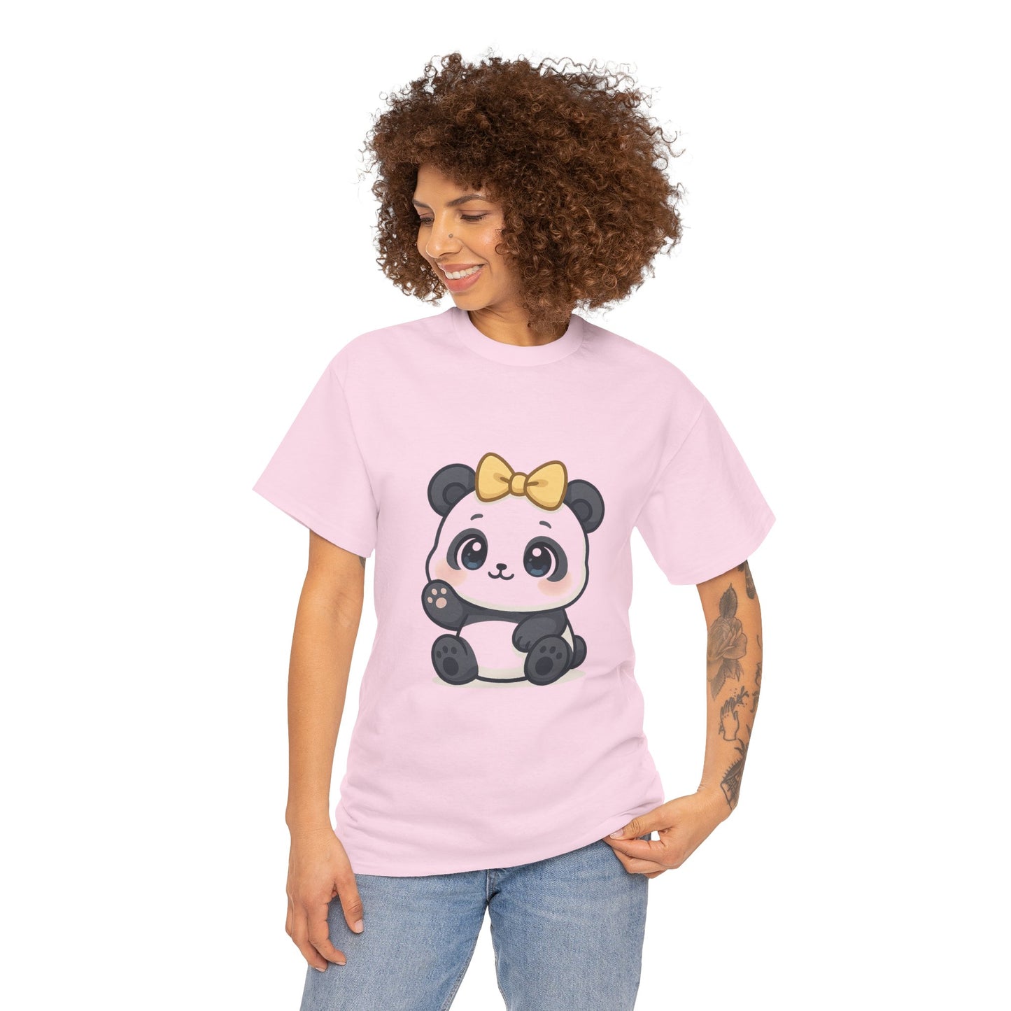Schattig Panda T-Shirt met Gouden Strik