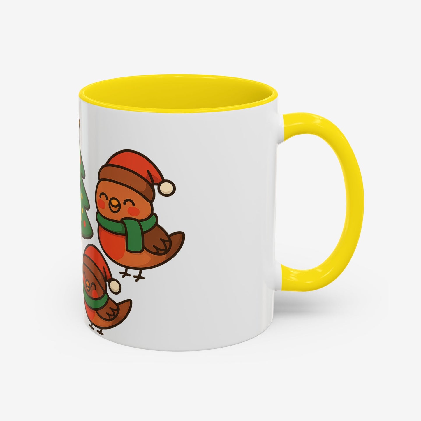 Kerst Dieren Mok — Schattige Pinguïn, Vos & Roodborstje met Kerstboom