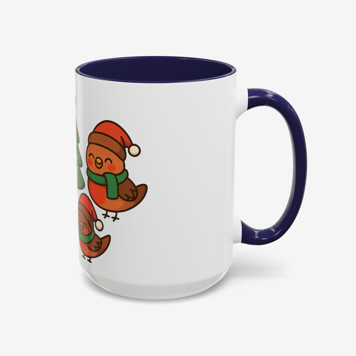 Kerst Dieren Mok — Schattige Pinguïn, Vos & Roodborstje met Kerstboom