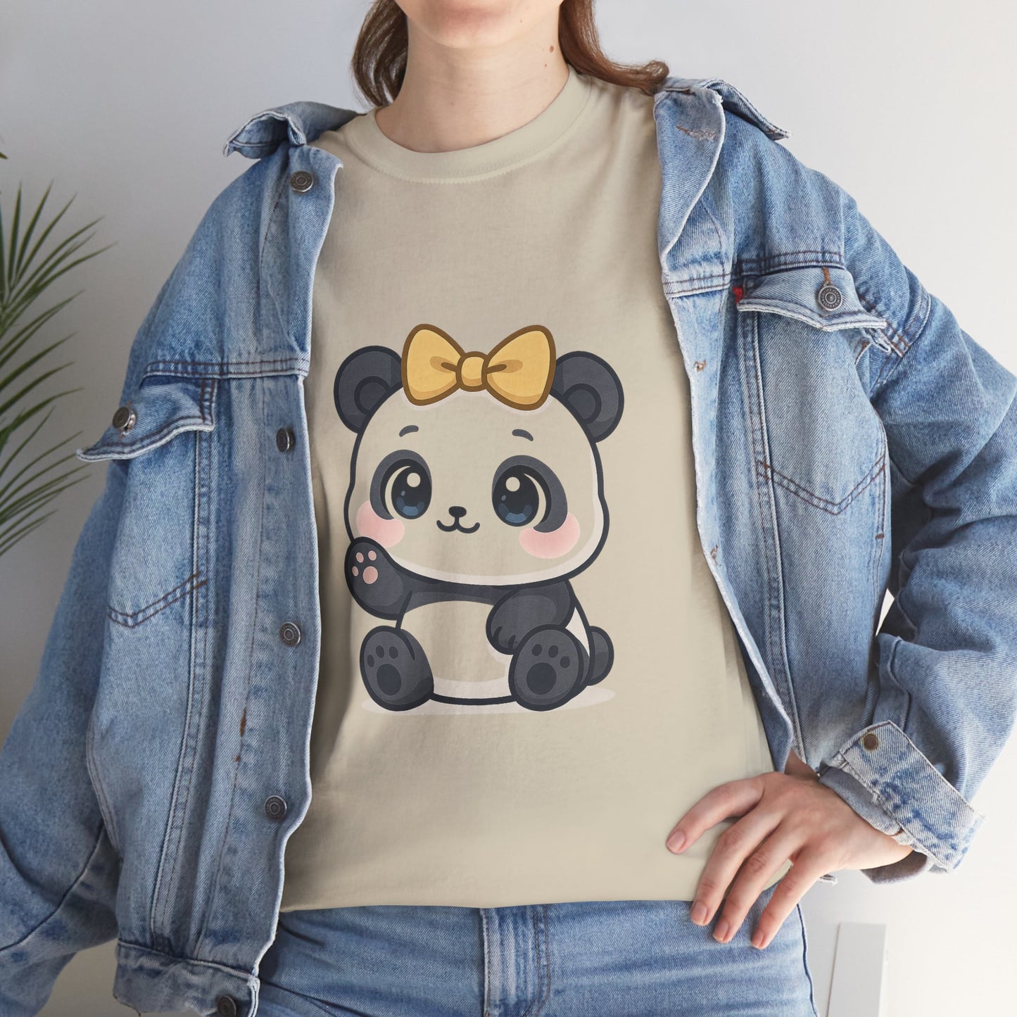 Schattig Panda T-Shirt met Gouden Strik