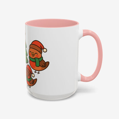 Kerst Dieren Mok — Schattige Pinguïn, Vos & Roodborstje met Kerstboom