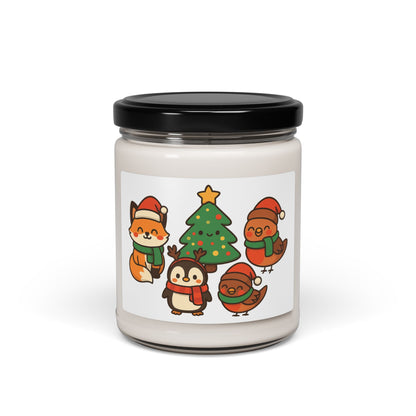 Kerst Dieren Trio Sojakaars — 9oz Geurende Feestdagen Potkaars