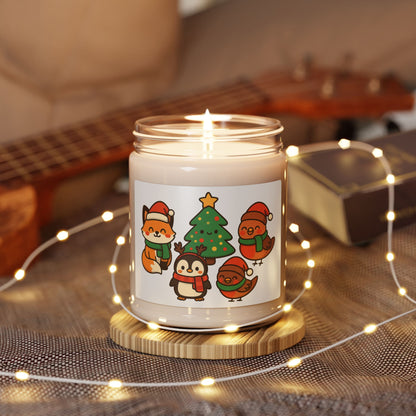 Kerst Dieren Trio Sojakaars — 9oz Geurende Feestdagen Potkaars