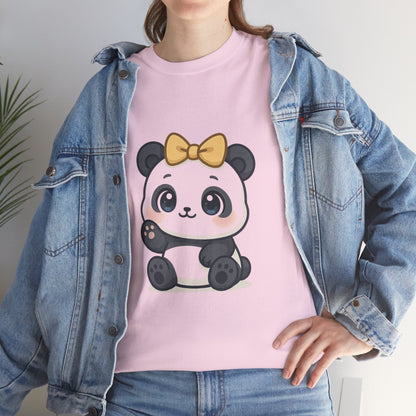 Schattig Panda T-Shirt met Gouden Strik