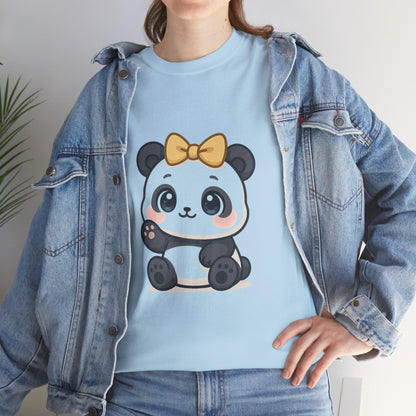 Schattig Panda T-Shirt met Gouden Strik