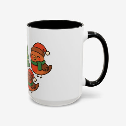 Kerst Dieren Mok — Schattige Pinguïn, Vos & Roodborstje met Kerstboom